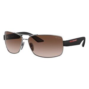 New PRADA LINEA ROSSA Grey Rectangle PS 50ZS 5AV-02P Sunglasses Women